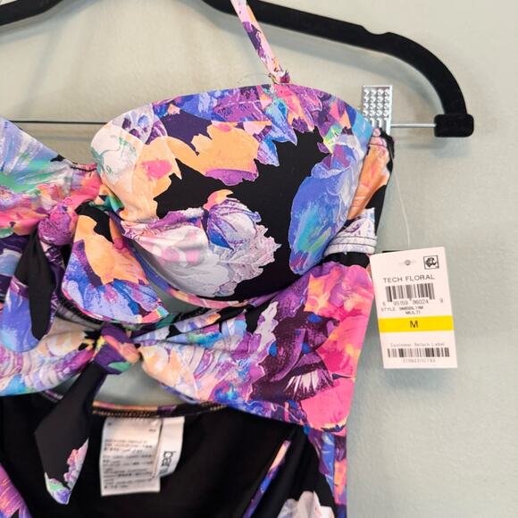 Bar III Women’s Multicolor Tie-Front High Leg One-Piece Swimsuit Size Medium - Picture 3 of 11